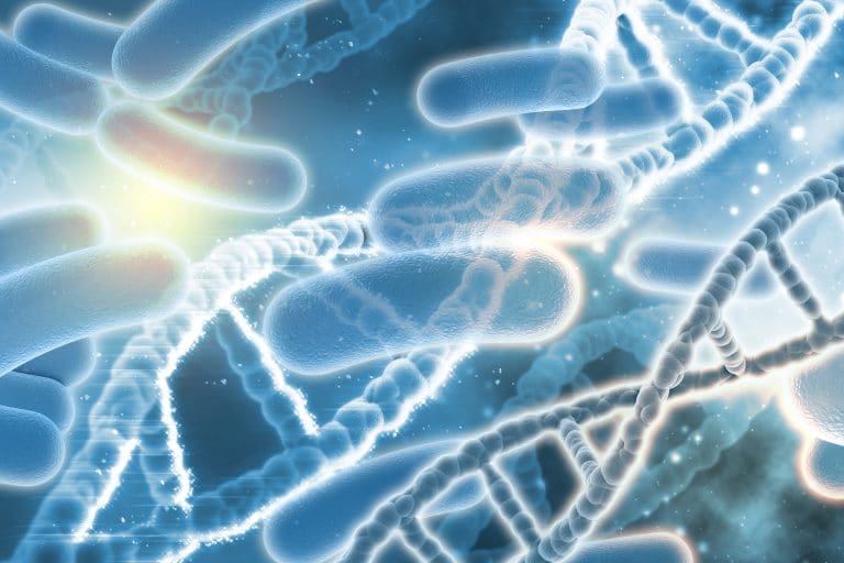 3D medical background with DNA strands